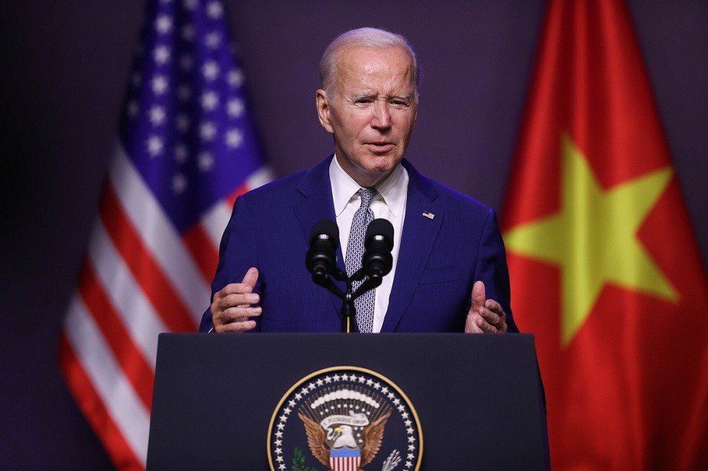 Tổng thống Mỹ Joe Biden phát biểu tại cuộc họp báo tối 10.9.2023. Ảnh: Hải Nguyễn