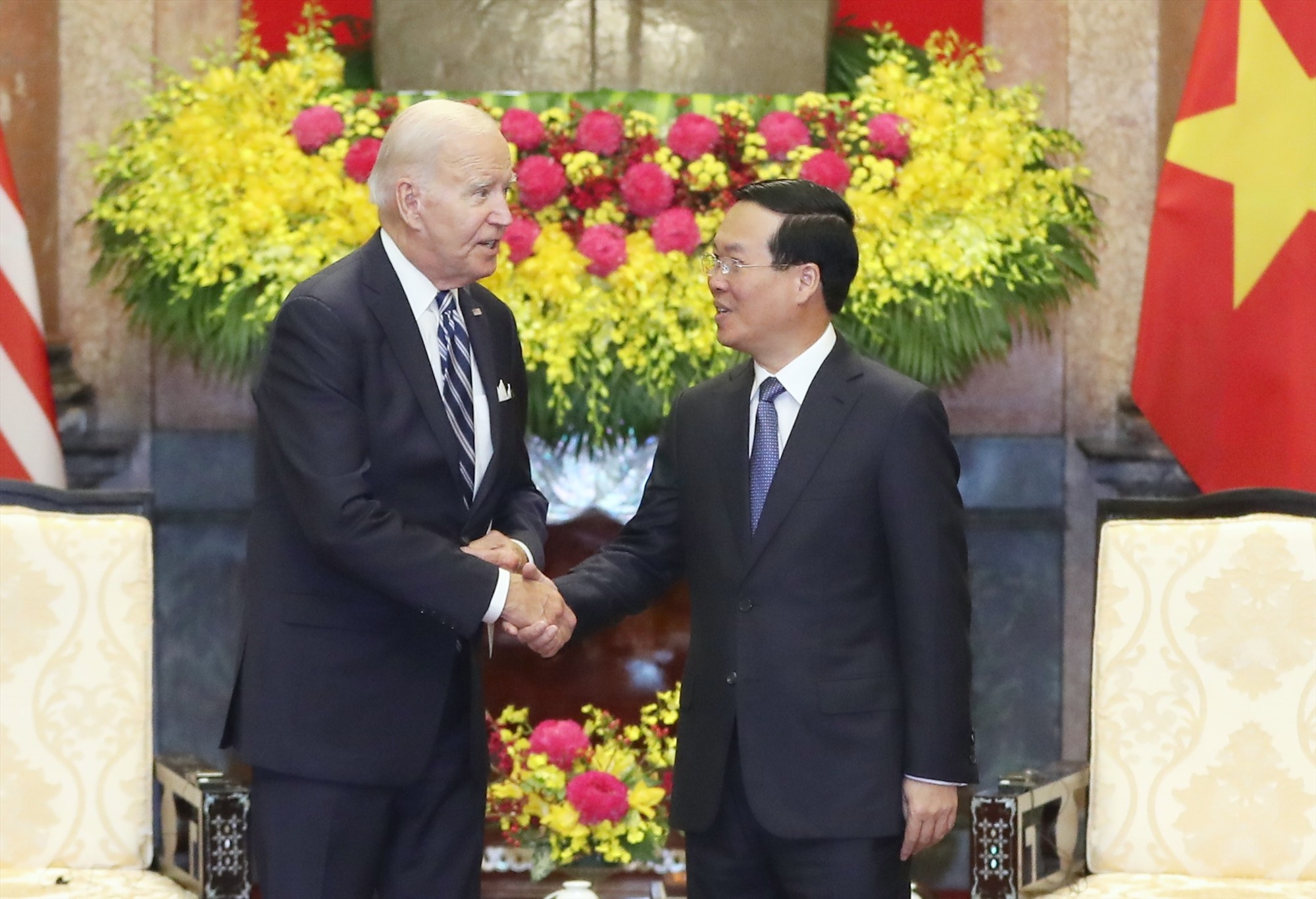 Chủ tịch nước Võ Văn Thưởng tiếp Tổng thống Mỹ Joe Biden ngày 11.9. Ảnh: Hải Nguyễn 