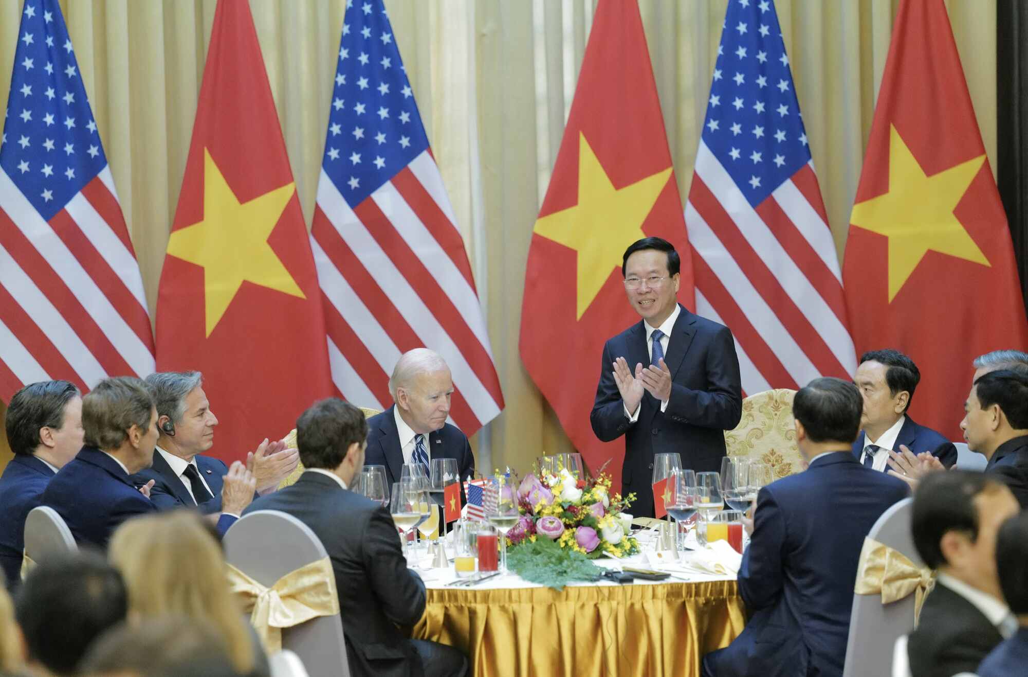 Chủ tịch nước Võ Văn Thưởng chủ trì chiêu đãi Tổng thống Mỹ Joe Biden. Ảnh: Hải Nguyễn