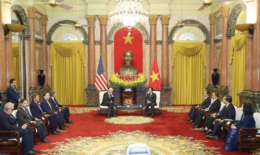 Chủ tịch nước Võ Văn Thưởng tiếp Tổng thống Mỹ Joe Biden. Ảnh: Hải Nguyễn