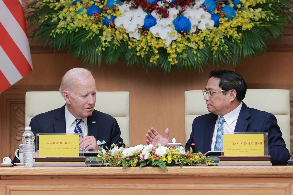 Thủ tướng Chính phủ Phạm Minh Chính và Tổng thống Mỹ Joe Biden. Ảnh: Hải Nguyễn