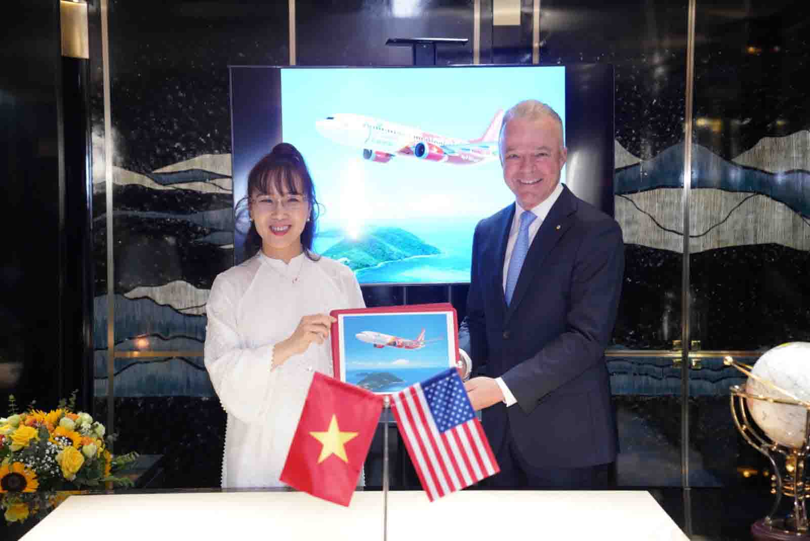 Vietjet và Boeing đã đạt được những thoả thuận thương mại quan trọng trong chuyến thăm của Tổng thống Hoa Kỳ Joe Biden đến Việt Nam. Ảnh Ánh Dương