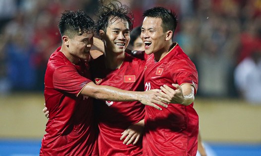 Tuyển Việt Nam gần như chắc chắn tăng hạng FIFA sau trận thắng 2-0 trước Palestine. Ảnh: VFF