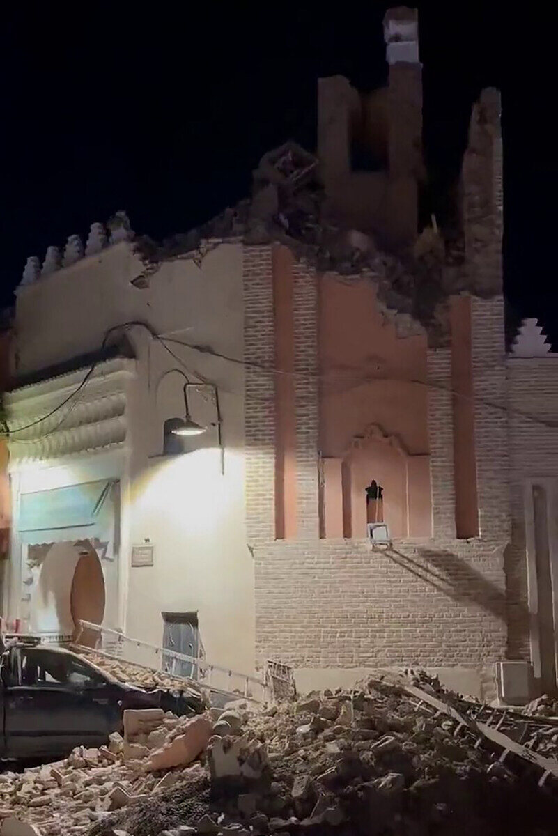 Một toà nhà bị hư hại sau động đất ở Morocco. Ảnh: AFP