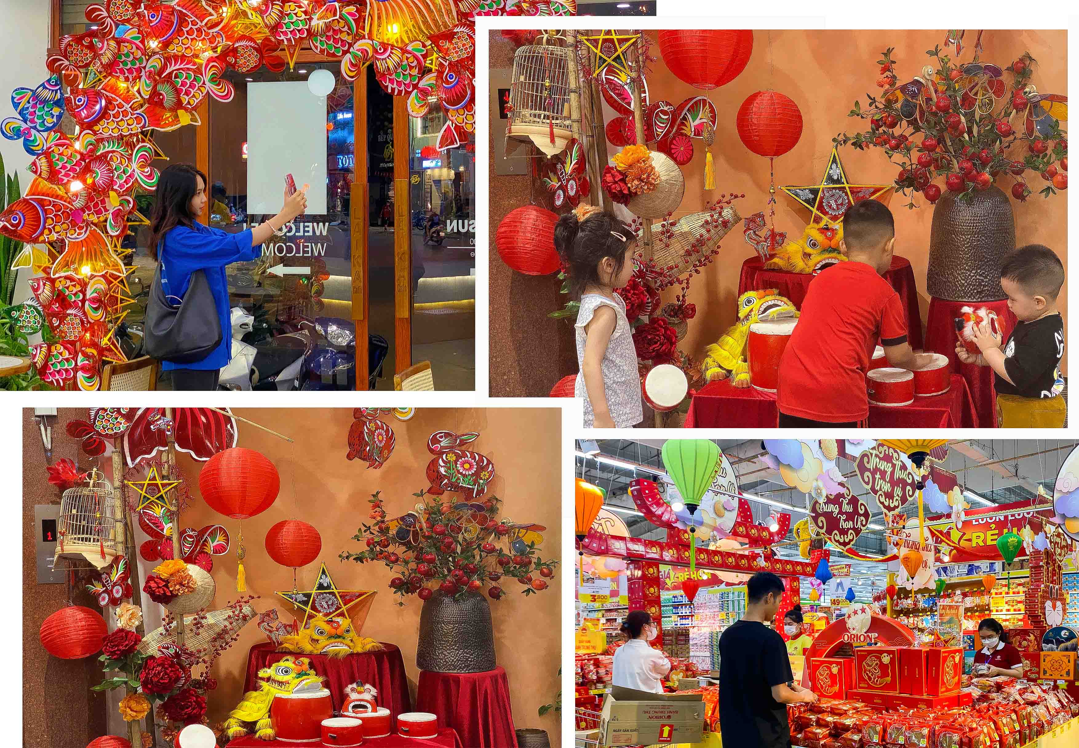 Decorations and Chinese dragons for celebrating Chinese New Year