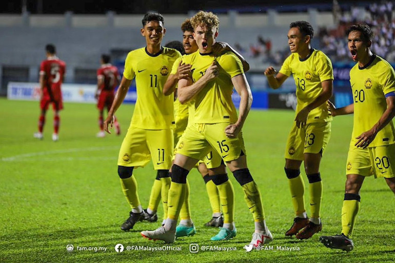 U23 Malaysia lách qua khe cửa hẹp giành vé vào vòng loại U23 châu Á 2024. Ảnh: FAM