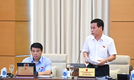 Phó Chủ nhiệm Ủy ban Tư pháp Nguyễn Mạnh Cường báo cáo tại phiên họp. Ảnh: Phạm Đông
