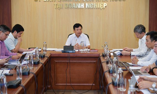 Cuộc họp giữa lãnh đạo Uỷ ban Quản lý vốn Nhà nước tại doanh nghiệp với Tập đoàn Điện lực Việt Nam (EVN). Ảnh: Nhật Quang.