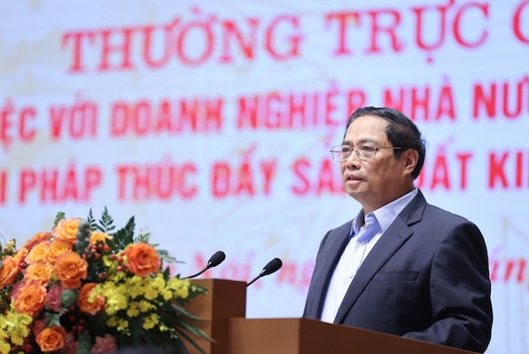 Thủ tướng Phạm Minh Chính phát biểu tại hội nghị. Ảnh: VGP