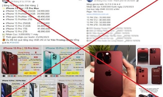 Công an Hà Nội khuyến cáo nguy cơ tiềm ẩn bị các đối tượng xấu chiếm đoạt tài sản trước lời chào đặt cọc mẫu điện thoại iPhone 15 mới trên mạng. Ảnh: CAHN