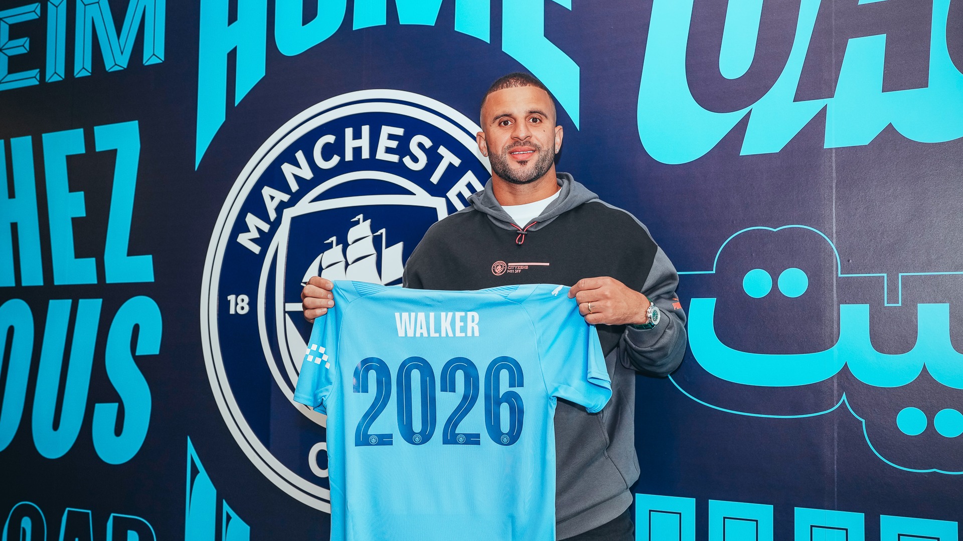 Kyle Walker sẽ gắn bó với Man City đến năm 2026. Ảnh: CLB Man Ctiy