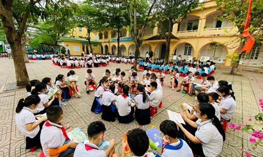 Học sinh Trường Tiểu học Lê Mao (TP Vinh, Nghệ An) trong một hoạt động tập thể. Ảnh: Hải Đăng