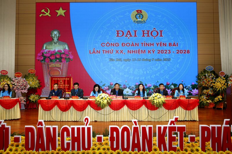 Đại hội Công đoàn lần thứ XX, nhiệm kỳ 2023 - 2028 tỉnh Yên Bái diễn ra trong ngày 15 và 16.9. Ảnh: Tô Công