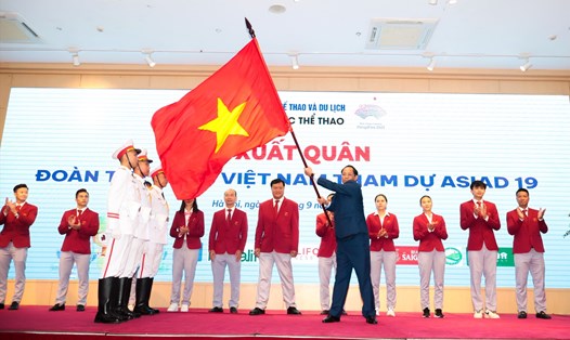 Lễ xuất quân của Đoàn thể thao Việt Nam dự ASIAD 19. Ảnh: Hoàng Tùng