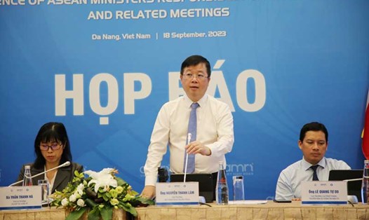 Thứ trưởng Nguyễn Thanh Lâm tại họp báo thông tin về việc tổ chức Hội nghị Bộ trưởng AMRI ở Đà Nẵng. Ảnh: Nguyên Thi