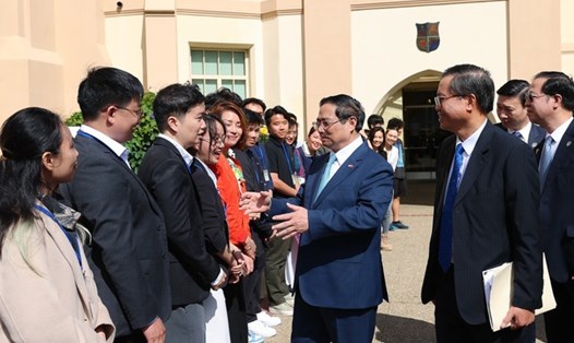 Thủ tướng Chính phủ Phạm Minh Chính thăm và nói chuyện tại Đại học tổng hợp San Francisco (USF), Mỹ. Ảnh: VGP