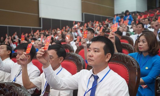 350 đại biểu dự Đại hội Công đoàn tỉnh Thái Bình lần thứ XXIV. Ảnh: Lương Hà