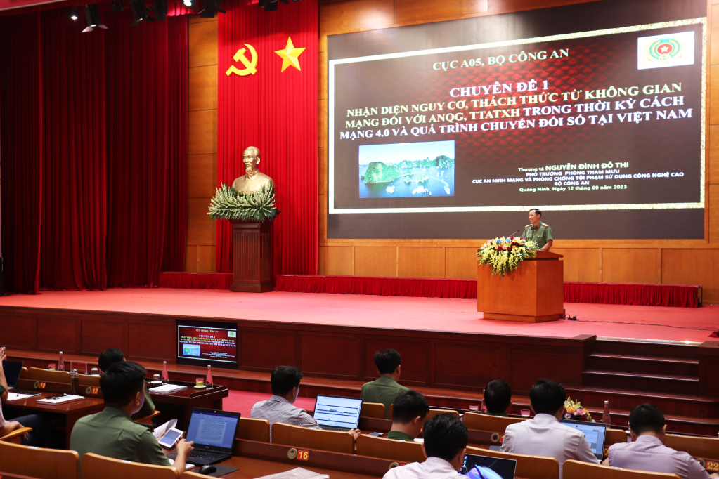 Cục A05, Bộ Công an (A05) đã truyền đạt các nội dung tại hội nghị.  Ảnh: Minh Đức- Quốc Cường