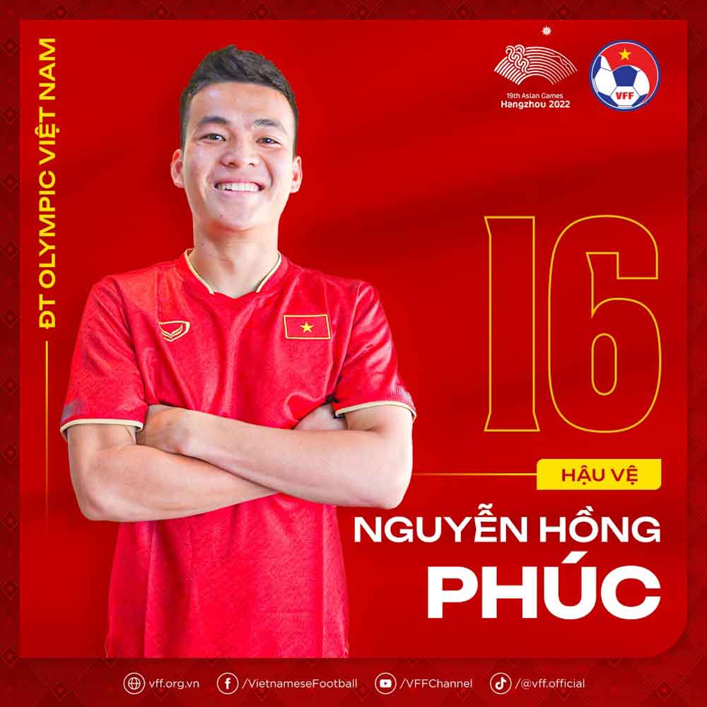 Hậu vệ Nguyễn Hồng Phúc. Ảnh: VFF