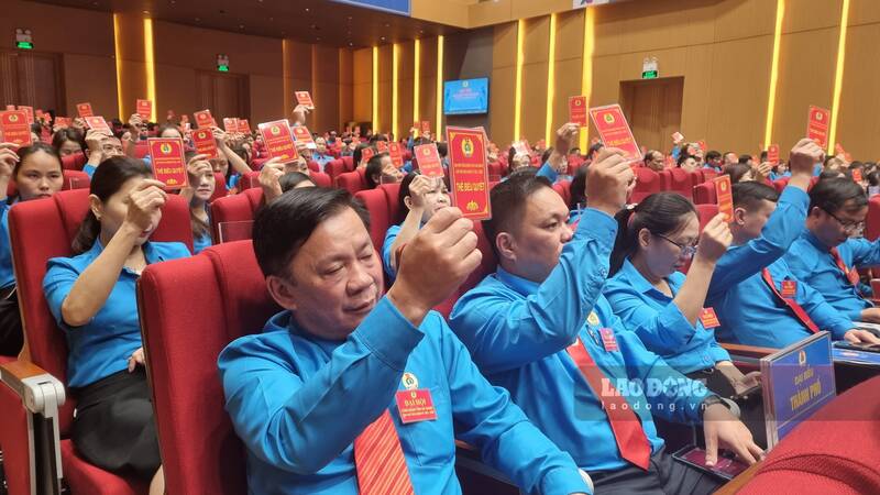 Các đại biểu dự Đại hội Công đoàn tỉnh Hà Giang lần thứ XVII. Ảnh: Lam Thanh