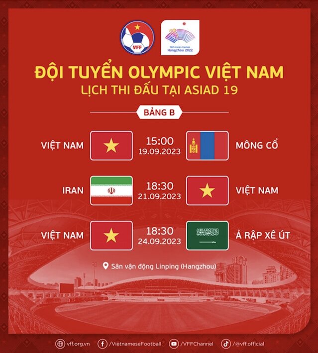 Lịch thi đấu tuyển Olympic Việt Nam. Ảnh: VFF