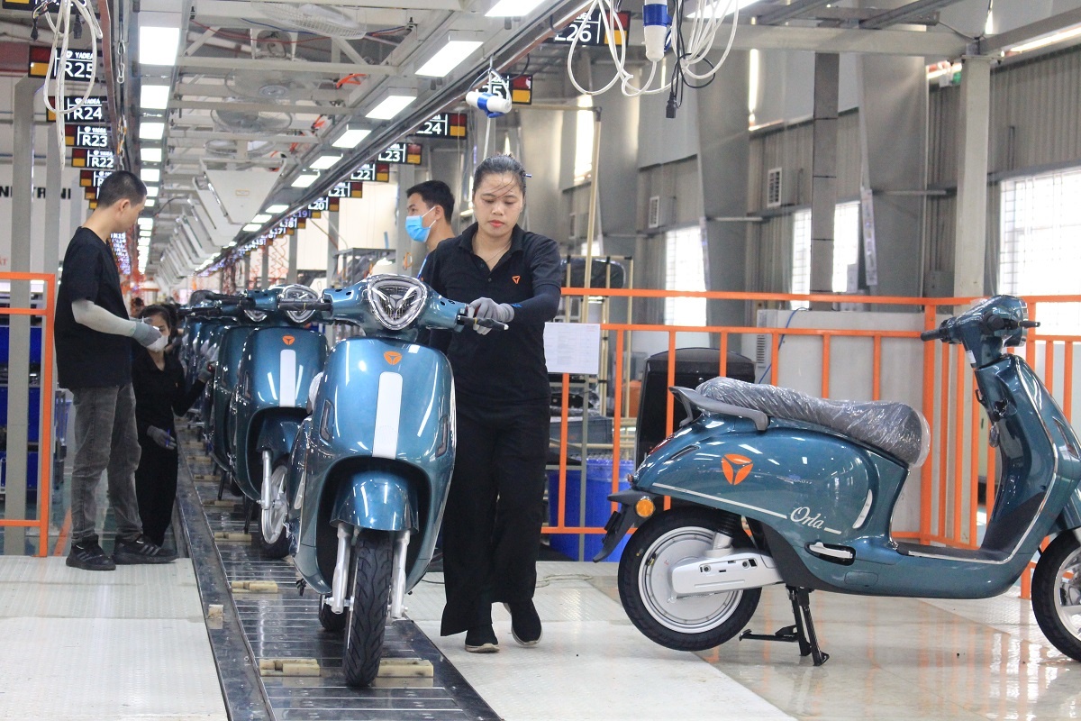 Trung Quốc dẫn đầu về số dự án mới vào Việt Nam trong 8 tháng đầu năm 2023. Trong ảnh là hệ thống lắp ráp xe điện của Công ty TNHH Electric Motorcycle Yadea Việt Nam. Ảnh: Yedea 
