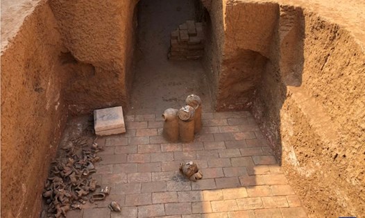 Lăng mộ ở Trung Quốc vừa được các nhà khảo cổ phát hiện thuộc về Hiếu Mẫn Đế - hoàng đế sáng lập nhà Bắc Chu. Ảnh: Xinhua