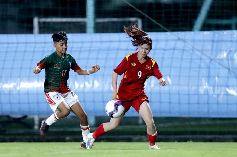 U17 nữ Việt Nam thắng 2-0 trước U17 nữ Bangladesh. Ảnh: VFF