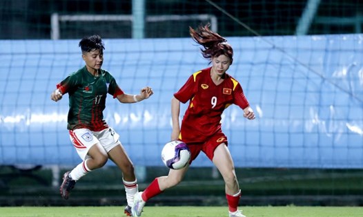 U17 nữ Việt Nam thắng 2-0 trước U17 nữ Bangladesh. Ảnh: VFF