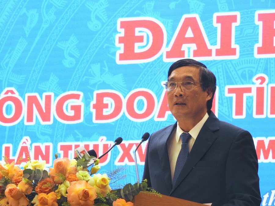 Ông Bùi Minh Châu - Bí thư Tỉnh ủy Phú Thọ phát biểu tại Đại hội. Ảnh: Tô Công