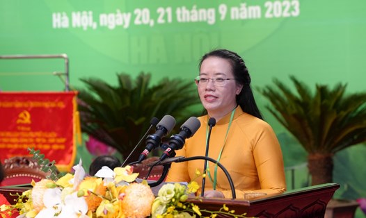 Bà Phạm Hải Hoa tái đắc cử Chủ tịch Hội Nông dân Hà Nội nhiệm kỳ 2023-2028. Ảnh: VGP