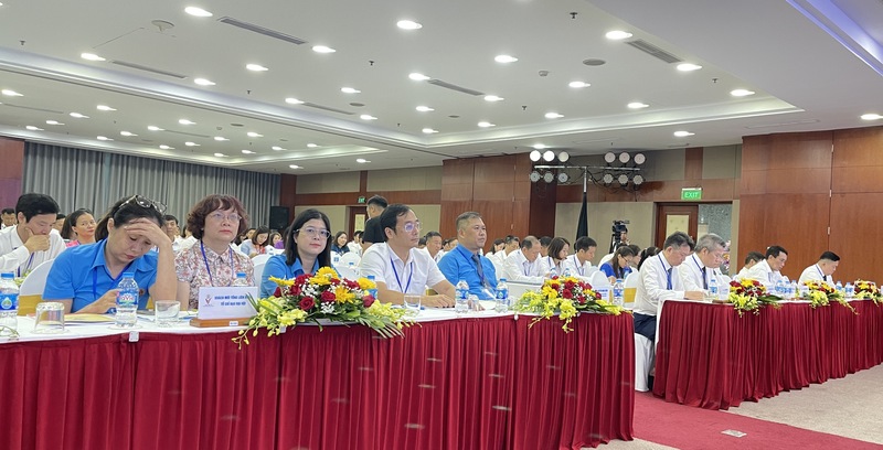 Các đại biểu dự phiên làm việc đầu tiên của Đại hội Công đoàn Tổng Công ty Hàng hải Việt Nam lần thứ VI, nhiệm kỳ 2023-2028. Ảnh: Hà Anh