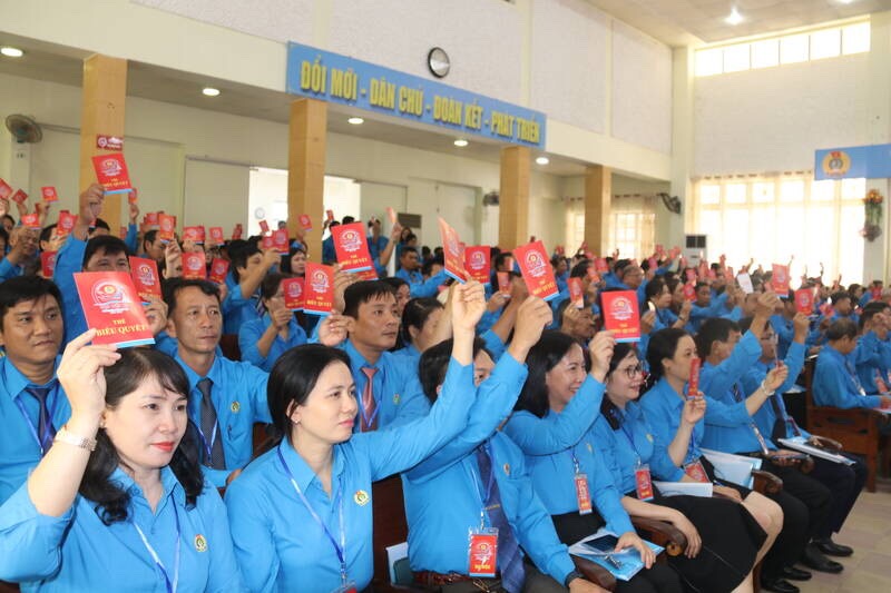 Các đại biểu tham dự Đại hội Công đoàn Phú Yên xác định công tác phát triển và chăm lo đoàn viên nhiệm kỳ 2023-2028 cần nhiều giải pháp hiệu quả hơn. Ảnh: Phương Linh
