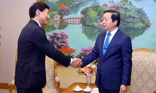 Phó Thủ tướng Trần Hồng Hà tiếp xã giao ông Harada Hidenori - Chủ tịch kiêm Tổng Giám đốc Công ty Thăm dò và Khai thác Dầu khí Mitsui (MOECO) của Nhật Bản. Ảnh: VGP