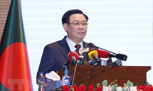Chủ tịch Quốc hội nhấn mạnh, quan hệ hữu nghị truyền thống và hợp tác tốt đẹp Việt Nam - Bangladesh là hằng số bất biến. Ảnh: TTXVN