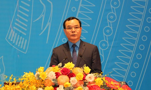 Ông Nguyễn Đình Khang - Chủ tịch Tổng Liên đoàn Lao động Việt Nam tại đại hội. Ảnh: Đình Trọng
