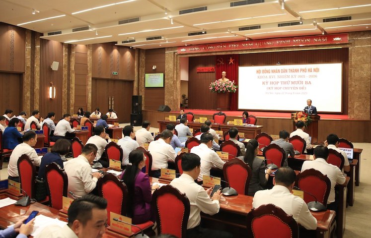 Toàn cảnh kỳ họp HĐND TP Hà Nội ngày 22.9. Ảnh: HĐND Hà Nội