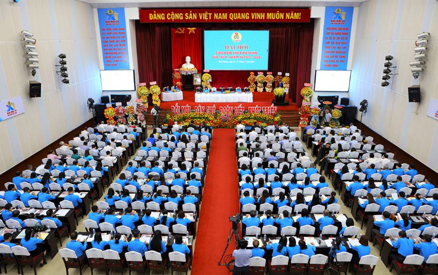 Toàn cảnh Đại hội Công đoàn tỉnh Bình Thuận lần thứ XI. Ảnh: Duy Tuấn