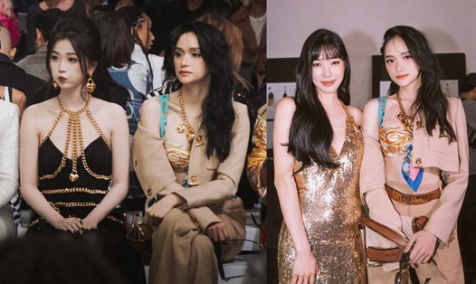 Hương Giang và Ngu Thư Hân, Tiffany tham dự show Moschino. Ảnh: Instagram Ngu Thư Hân