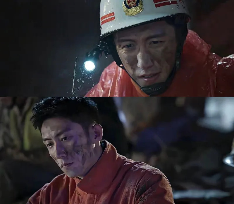 Diễn xuất của Hoàng Cảnh Du được đánh giá cao hơn Dương Dương khi vào vai lính cứu hỏa. Ảnh: Weibo.