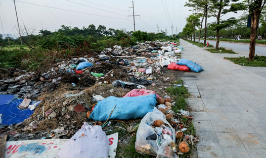 Đại lộ Chu Văn An trở thành nơi tập kết đủ các loại rác thải. Ảnh: Trà My