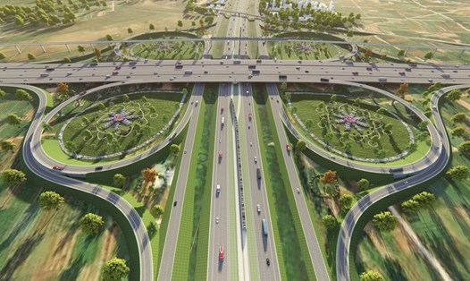 Nút giao Đại lộ Thăng Long của dự án Vành đai 4. Ảnh: UBND TP Hà Nội
