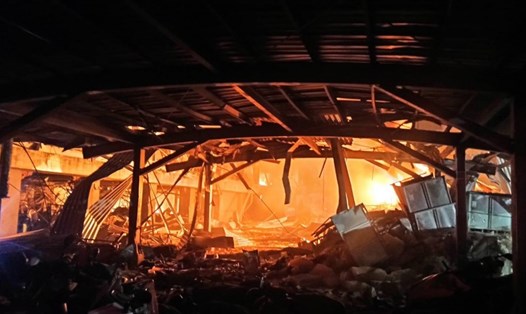 Hiện trường vụ cháy nổ nhà máy ở Đài Loan (Trung Quốc) ngày 22.9. Ảnh: Taiwan News.
