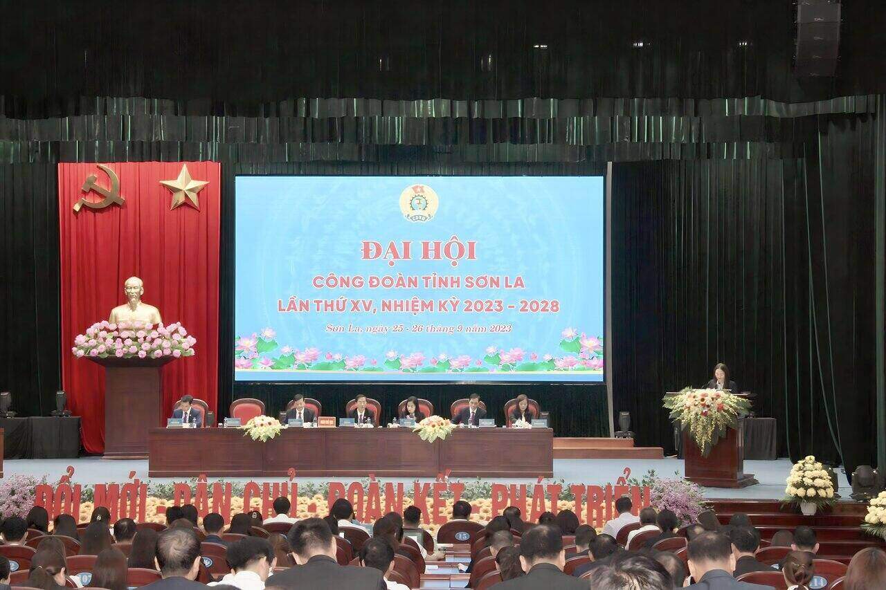 Toàn cảnh Đại hội Công đoàn tỉnh Sơn La lần thứ XV, nhiệm kỳ 2023 - 2028. Ảnh: Minh Thành