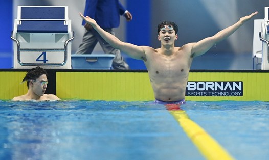 Kình ngư Wang Shun giành huy chương vàng và phá kỉ lục ở nội dung 200m hỗn hợp nam. Ảnh: Xinhua