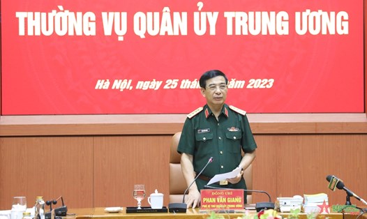 Đại tướng Phan Văn Giang chủ trì hội nghị. Ảnh: QĐND