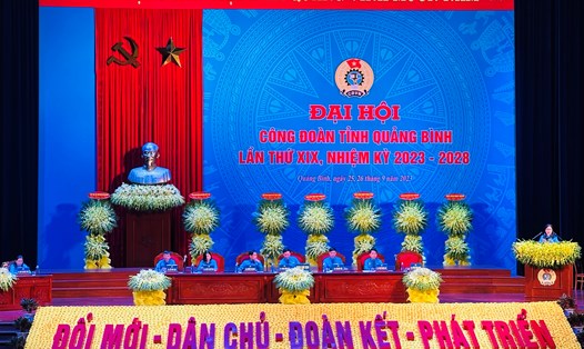 Toàn cảnh phiên thứ nhất Đại hội Công đoàn tỉnh Quảng Bình lần thứ XIX. Ảnh: Lê Phi Long