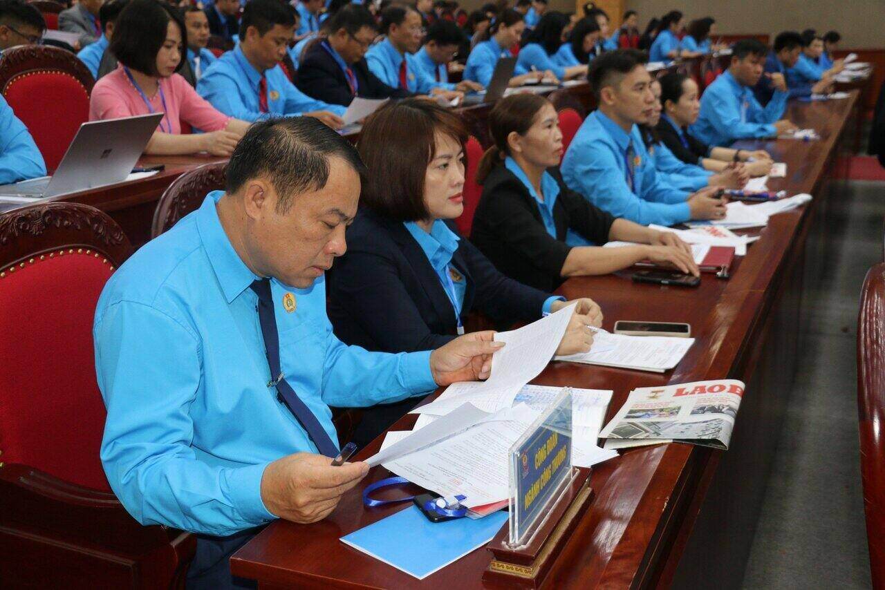 Các đại biểu tham dự Đại hội Công đoàn tỉnh Sơn La lần thứ XV, nhiệm kỳ 2023 - 2028. Ảnh: Minh Thành