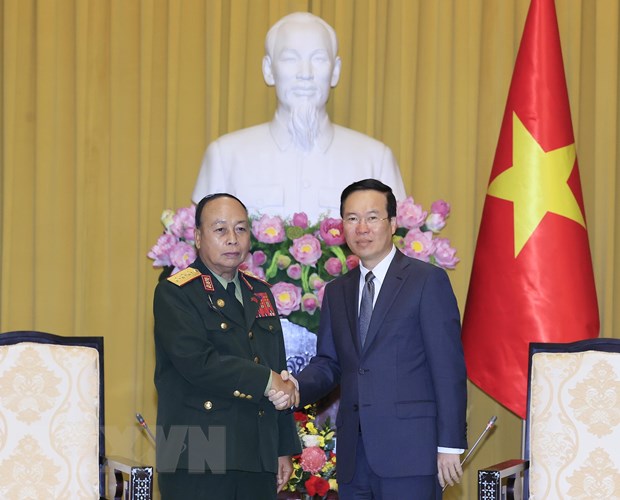 Chủ tịch nước Võ Văn Thưởng khẳng định, quan hệ giữa Việt Nam và Lào là mối quan hệ hữu nghị vĩ đại, đoàn kết đặc biệt, hợp tác toàn diện trên tất cả lĩnh vực. Ảnh: TTXVN