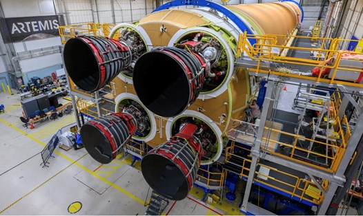 Hệ thống động cơ của SLS, tên lửa sẽ làm nhiệm vụ đưa phi hành gia lên Mặt trăng của NASA. Ảnh: NASA